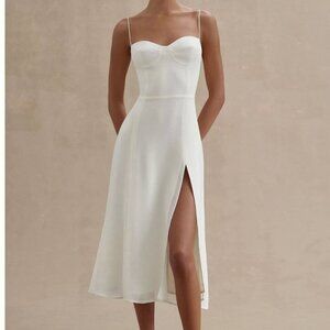 Reformation Juliette Dress White Ivory Midi Sweetheart High Slit Size 6